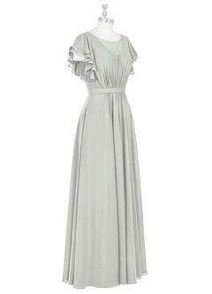 Azazie Daphne Modest Bridesmaid Dresses A-Line Ruffled Chiffon Floor-Length Dress image42