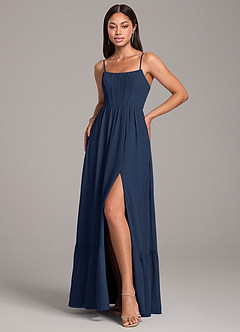 Azazie Kailee Bridesmaid Dresses Dark Navy A-Line with Pockets Chiffon Dress image5
