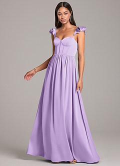 Azazie Denisse Bridesmaid Dresses Lilac A-Line Ruched Stretch Satin Dress image3