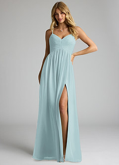 Azazie Alia Bridesmaid Dresses Mist A-Line Pleated Chiffon Dress image1