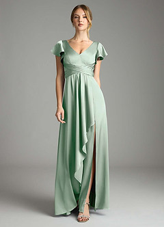 Azazie Omari Brudtärnklänningar Klä av A-Linje i Stretch Satin Agave image9