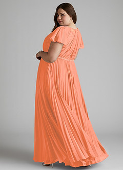 Azazie Kara Bescheidene Brautjungfernkleider A-Linie Plissee Chiffon Bodenlänge Kleid image11