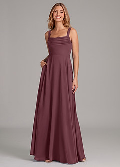 Azazie Shaude Bridesmaid Dresses Sangria A-Line Pleated Chiffon Dress image3