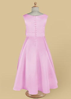 Azazie Lindy Flower Girl Dresses Candy Pink A-Line Pleated Matte Satin Dress image14