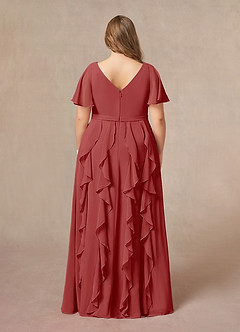 Azazie Watson Mother of the Bride Dresses Rust A-Line V-Neck Chiffon Dress image7