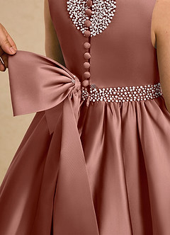 Azazie Heartsong Flower Girl Dresses Cedar Rose Ball-Gown Bow Matte Satin Dress image5