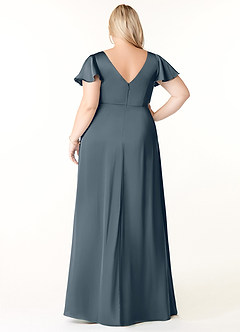 Azazie Soren Robes de demoiselle d'honneur Robe Trapèze en Satin extensible Plissée Violet Crépusculaire image9