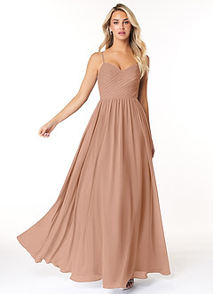 Azazie Lisbon Bridesmaid Dresses Champagne Rose A-Line Sweetheart Neckline Chiffon Dress image3