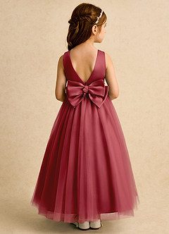Azazie Lior Flower Girl Dresses Pomegranate Ball-Gown Pleated Tulle Dress image5