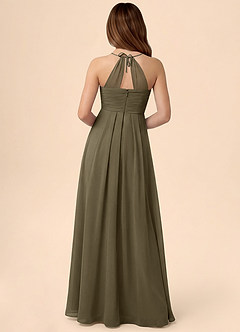 Azazie Ginny Junior Jurk van Chiffon met A-Lijn Geplooid Wilgengroen image4