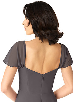 Azazie Tancie Bridesmaid Dresses Steel Grey A-Line Off the Shoulder Chiffon Convertible Dress image5