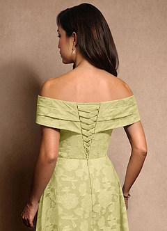 Azazie New Britain Mother of the Bride Dresses Lemon Sorbet A-Line Pleated Floral Burnout Dress image8