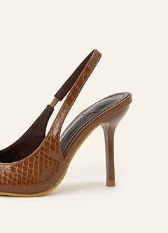 front Slingback-pumps med ormmönster och spetsig tå