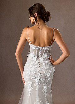 Azazie Alethea Wedding Dresses Diamond White Mermaid Strapless Lace Dress image14