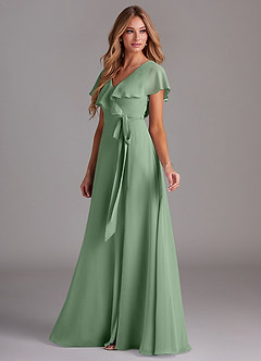 Azazie Lainey Abiti da Damigella Abito A-Line in Chiffon Con Tasche Matcha image5