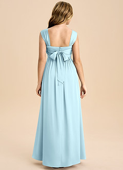 Azazie Hattie Junior Vestido de Azul Nube de Satén Elástico de Corte en A con Plisado image2