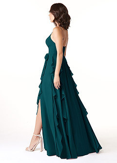 Azazie Peyton Bridesmaid Dresses Pine A-Line Ruched Chiffon Dress image4