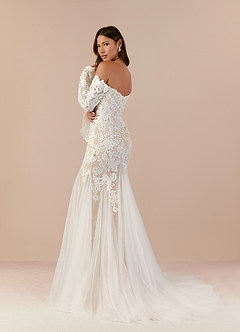 Azazie Arlette Wedding Dresses Diamond White Nude Mermaid Sweetheart Sequins Tulle Dress image5
