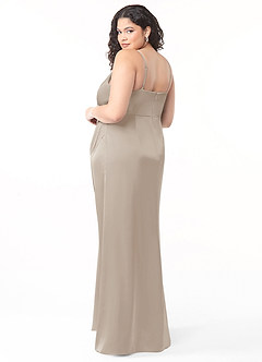 Azazie Maci Bridesmaid Dresses Frost A-Line V-Neck Pleated Stretch Satin Dress image15