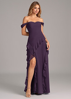 Azazie Sloane Bridesmaid Dresses Plum A-Line Sweetheart Neckline Chiffon Dress image4