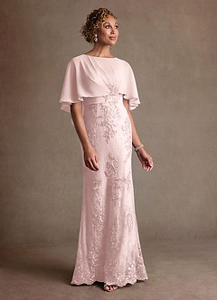 Azazie Amrita Mother of the Bride Dresses Blushing Pink Mermaid Lace Chiffon Dress image4
