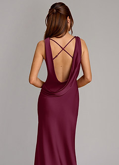 Azazie Cheryl Bridesmaid Dresses Mulberry Mermaid Stretch Satin Dress image2
