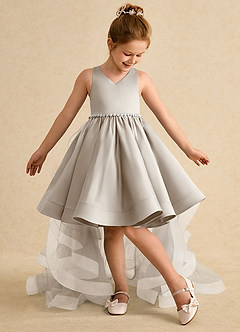 Azazie Julietta Flower Girl Dresses Frost Ball-Gown Convertible Tulle Dress image5