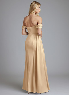 Azazie Amyra Bridesmaid Dresses Champagne Mermaid Off the Shoulder Stretch Satin Convertible Dress image2