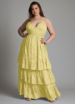 Azazie Nathalia Bridesmaid Dresses Canary A-Line Bow Floral Burnout Dress image7