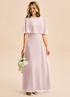 Azazie Maris Junior Robe Trapèze en Mousseline de soie Rose Pâle image6