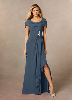 Azazie Mary Mother of the Bride Dresses Neptune A-Line Side Slit Chiffon Dress image1