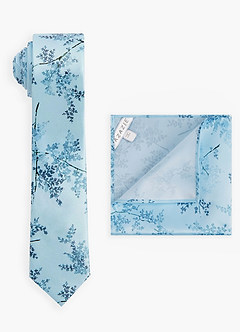 front Matte Satin Skinny Tie and Pocket Square Set