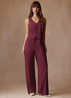 front Rowan Borgoña Pantalones de rendimiento de tejido refinado