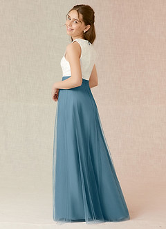 Azazie Albertine Junior Abito A-Line in Chiffon Pizzo Bermuda image2