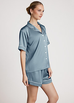 front Personalized Embroidered Satin Pajama Set