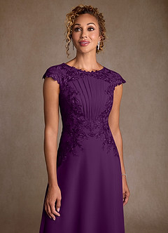 Azazie Christi Mother of the Bride Dresses Grape A-Line Lace Chiffon Dress image5