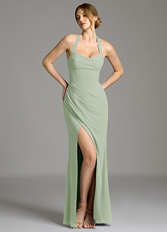 Azazie Serenity Brautjungfernkleider Meerjungfrau-Linie Herzausschnitt Chiffon Kleid Staubiger Salbeigrün image3