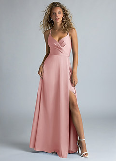 Azazie Davis Brudtärnklänningar Klä av A-Linje i Stretch Satin Plisserad Puderrosa image2