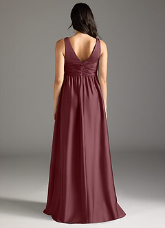 Azazie Yetta Maternity Bridesmaid Dresses A-Line Pleated Stretch Satin Floor-Length Dress image7