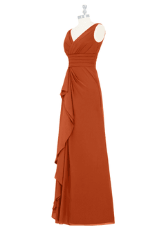 Azazie Julianna Bridesmaid Dresses Burnt Orange A-Line Chiffon Dress image8