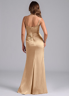 Azazie Donielle Bridesmaid Dresses Champagne Mermaid Corset Stretch Satin Dress image2