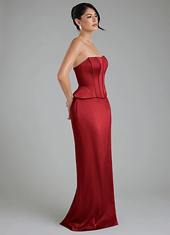 Azazie River Rochii de domnișoară de onoare Teacă Corset Satin elastic Lungime până la podea Rochie image7