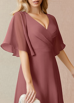 Azazie Cierra Bridesmaid Dresses Amethyst A-Line V-Neck Chiffon Dress image7