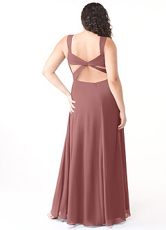 Azazie Nahrin Bridesmaid Dresses Desert Rose A-Line V-Neck Pleated Chiffon Dress image8