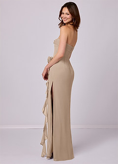 Barbie ♥ Azazie Bridesmaid Dresses Taupe Sheath Strapless Chiffon Convertible Dress image4