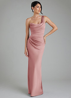 Azazie Sabrina Robes de demoiselle d'honneur Robe Sirène en Satin extensible Corset Rose Poussiéreuse image7