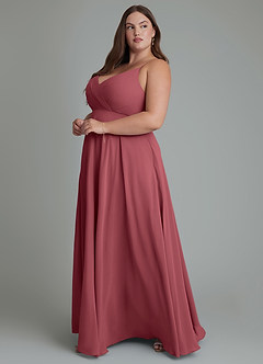 Azazie Amani Bridesmaid Dresses Merlot A-Line Pleated Chiffon Dress image11
