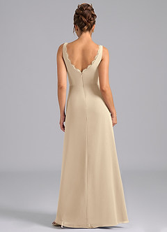 Azazie Bernice Bridesmaid Dresses Champagne A-Line Pleated Chiffon Dress image2