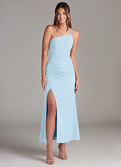 Azazie Eren Bridesmaid Dresses Sky Blue Mermaid One Shoulder Chiffon Dress image3