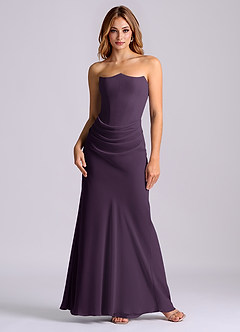 Azazie Debby Bridesmaid Dresses Plum Mermaid Strapless Chiffon Dress image1